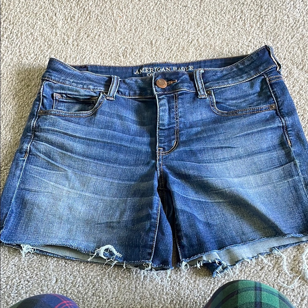 American Eagle Outfitters Blue Jean Shorts with Raw Hem